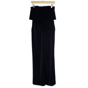 Express Size 2 Black Wide Leg Strapless Jumpsuit Cocktail Pockets Zip Back